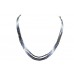 Blue Sapphire Oval Beads Stones NECKLACE 3 lines 131 Carats